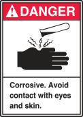 ANSI Danger Safety Labels: Corrosive - Avoid Contact With Eyes And Skin.