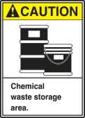 ANSI Caution Safety Label: Chemical Waste Storage Area.