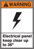 ANSI Warning Safety Sign: Electrical Panel Keep Clear Up to 36"