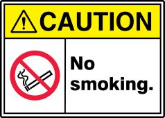 ANSI ISO Caution Safety Sign: No Smoking.