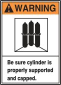 ANSI Warning Safety Label: Be Sure Cylinder Is Properly Supported And Capped.