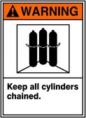 ANSI Warning Safety Sign: Keep All Cylinders Chained