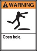 ANSI Warning Safety Sign: Open Hole.