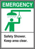 ANSI Safety Sign: Emergency (Graphic) Safety Shower - Keep Area Clear