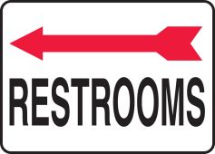 Safety Sign: Restrooms - With Arrow (Left)