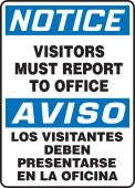 Bilingual OSHA Notice Safety Sign: Visitors Must Report To Office