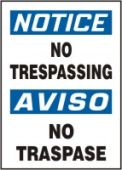 Bilingual OSHA Notice Safety Sign: No Trespassing