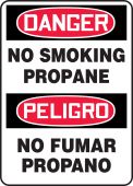 Bilingual OSHA Danger Safety Sign: No Smoking - Propane
