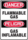 Bilingual OSHA Danger Safety Sign: Flammable Gas