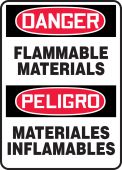 Bilingual OSHA Danger Safety Sign: Flammable Materials
