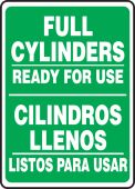 Bilingual Safety Sign: Full Cylinders - Ready For Use