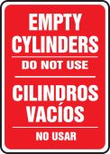 Bilingual Safety Sign: Empty Cylinders Do Not Use