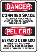 Bilingual OSHA Danger Safety Sign: Confined Space Hazardous Atmosphere