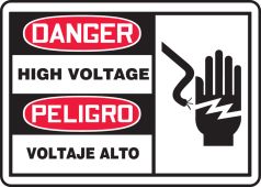 Bilingual OSHA Danger Safety Sign: High Voltage