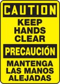 Bilingual OSHA Caution Safety Sign - Keep Hands Clear