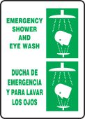 Bilingual Safety Sign: Emergency Shower And Eye Wash