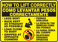 Bilingual Safety Sign: How To Lift Correctly