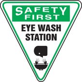OSHA Safety First Safety Sign: Eye Wash Station (Upside Down Triangle)