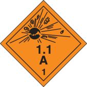 DOT Shipping Labels: Hazard Class 1: Explosive 1.1A