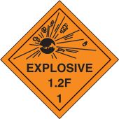 DOT Shipping Labels: Hazard Class 1: Explosives 1.2F