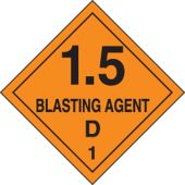 DOT Shipping Labels: Hazard Class 1: Blasting Agent 1.5D