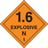 DOT Shipping Labels: Hazard Class 1: Explosive 1.6N