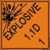 DOT Shipping Labels: Hazard Class 1: Explosive 1.1D