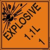 DOT Shipping Labels: Hazard Class 1: Explosive 1.1L