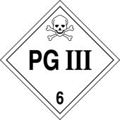 DOT Shipping Labels: Hazard Class 6: Packing Group III