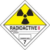 DOT Shipping Labels: Hazard Class 7: Radioactive II