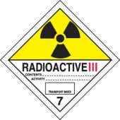 DOT Shipping Labels: Hazard Class 7: Radioactive III