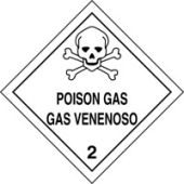 Bilingual DOT Shipping Labels: Hazard Class 2: Poison Gas (English, Español)