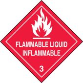 DOT Shipping Labels: Hazard Class 3: Flammable Liquid Inflammable