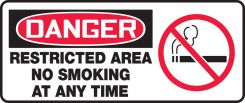 OSHA Danger Safety Sign: Restricted Area - No Smoking At Any Time