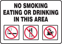 Safety Sign: No Smoking Eating Or Drinking In This Area