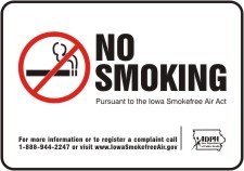 Safety Sign: No Smoking Pursuant To The Iowa Smokefree Air Act
