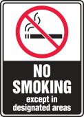 Safety Sign: No Smoking - Except In Designated Areas