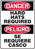 Bilingual OSHA Danger Safety Sign: Hard Hats Required