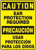 Bilingual OSHA Caution Safety Sign: Ear Protection Required