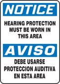 Bilingual OSHA Notice Safety Signs: Hearing Protection Must Be Worn In This Area
