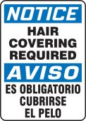 Bilingual OSHA Notice Safety Signs: Hair Covering Required