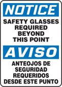 OSHA Notice Safety Sign: Safety Glasses Required Beyond This Point