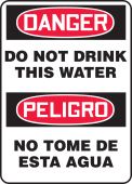 Bilingual OSHA Danger Safety Sign: Do Not Drink This Water