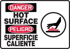 Bilingual OSHA Danger Safety Sign: Hot Surface