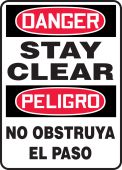 Bilingual OSHA Danger Safety Sign - Stay Clear