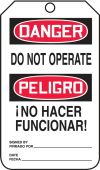 Spanish Bilingual OSHA Danger Lockout Tag: Do Not Operate