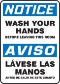 Bilingual OSHA Notice Safety Sign: Wash Your Hands Before Leaving This Room