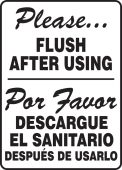 Bilingual Restroom Sign: Please Flush After Using