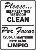 Bilingual Safety Sign: Please Help Keep This Restroom Clean