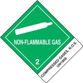 DOT Shipping Labels: Hazard Class 2: Non-Flammable Gas w/ ID Tab